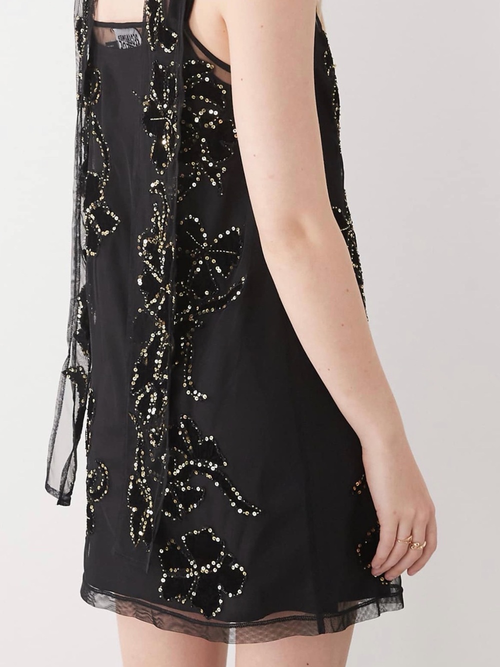 Reclaimed Vintage Black Embellished Slip Dress - Picture 3 of 4